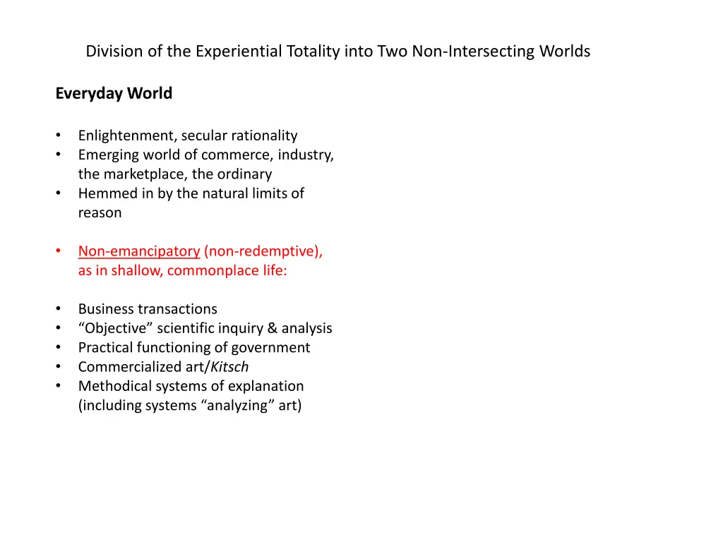 division of the experiential totality into 10