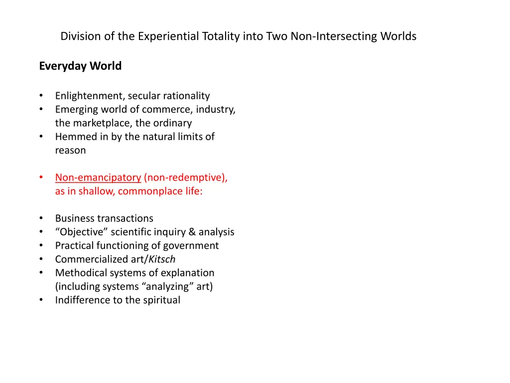 division of the experiential totality into 11
