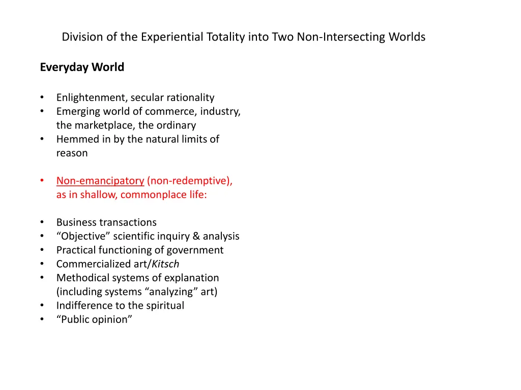 division of the experiential totality into 12