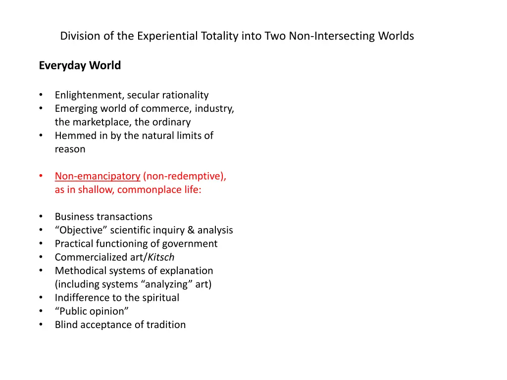 division of the experiential totality into 13