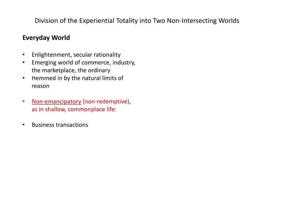 division of the experiential totality into 6