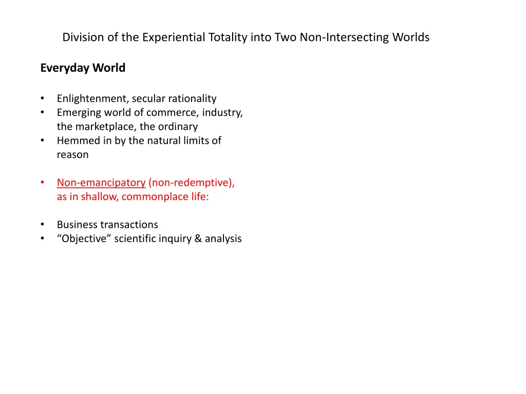 division of the experiential totality into 7