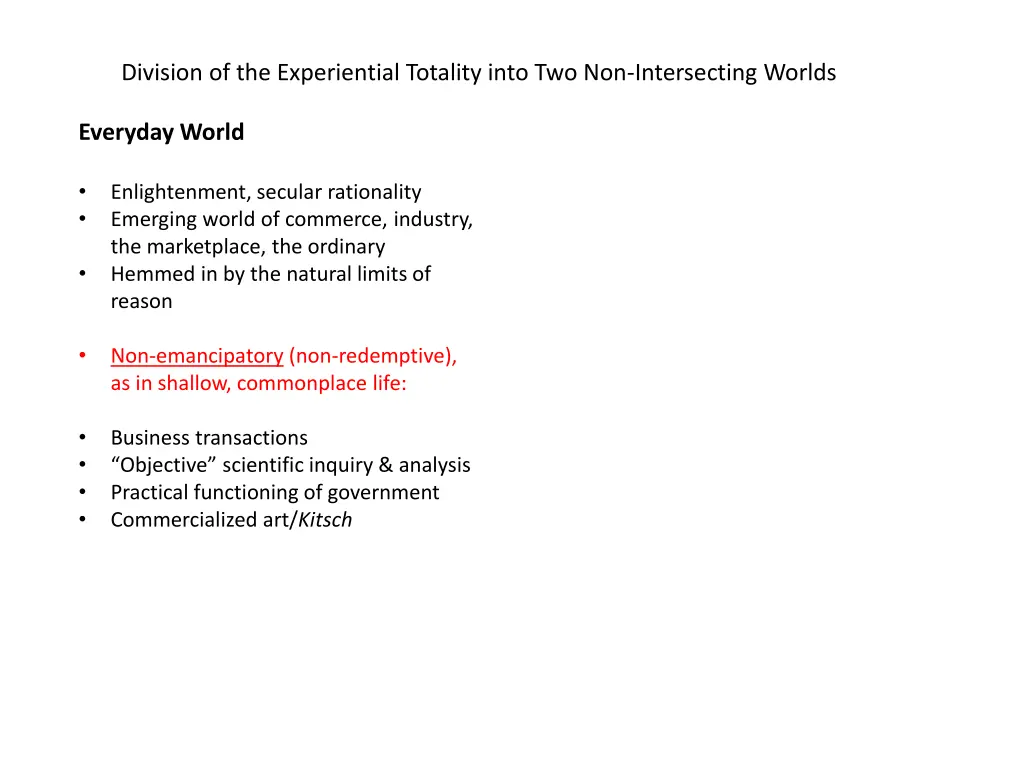 division of the experiential totality into 9