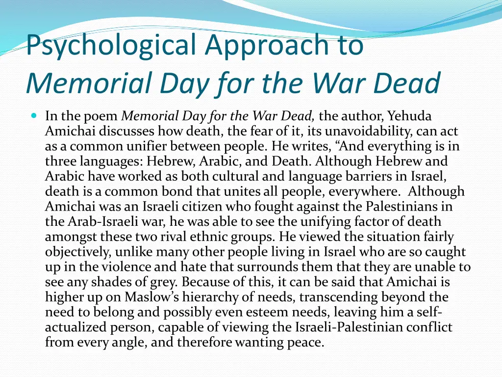 psychological approach to memorial