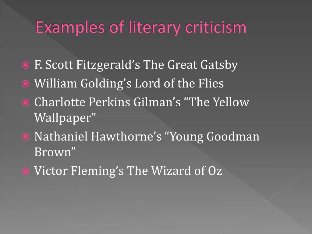 examples of literary criticism