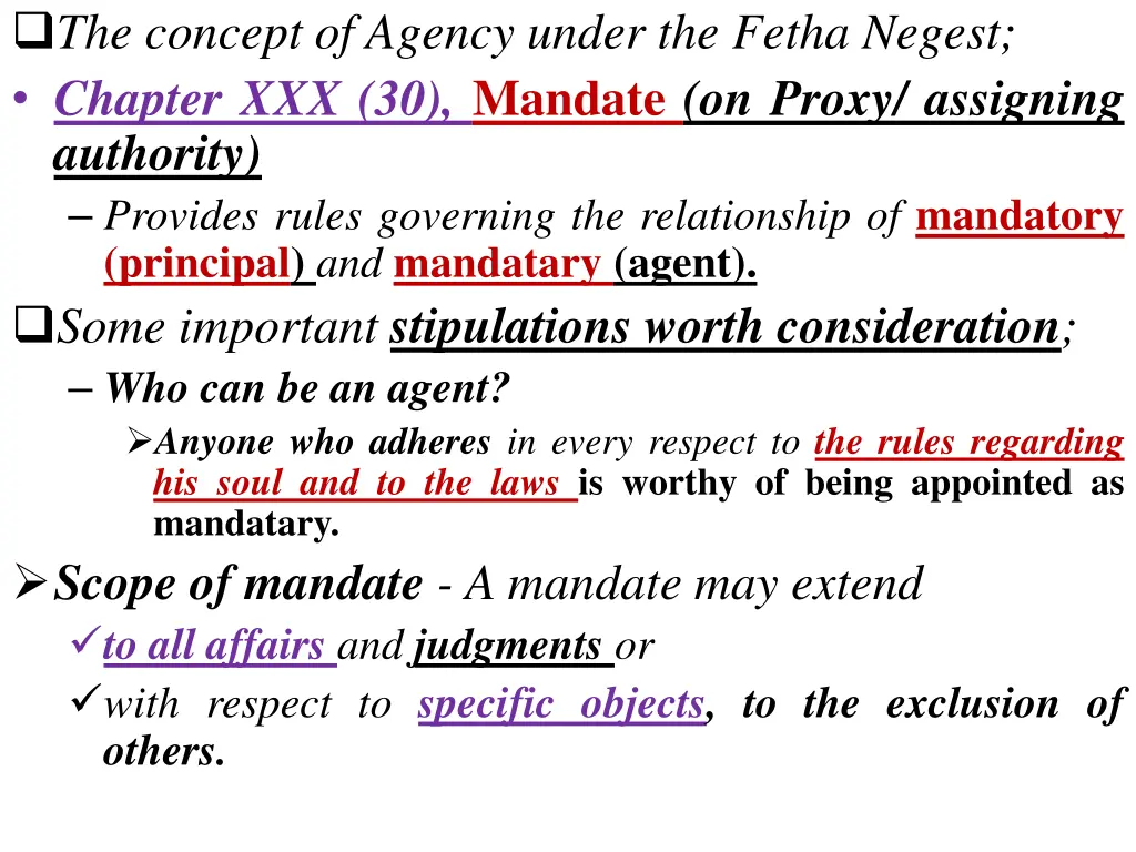 the concept of agency under the fetha negest