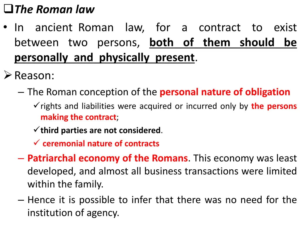 the roman law in ancient roman law for a contract