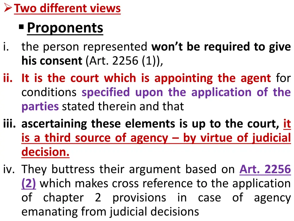 two different views proponents i the person