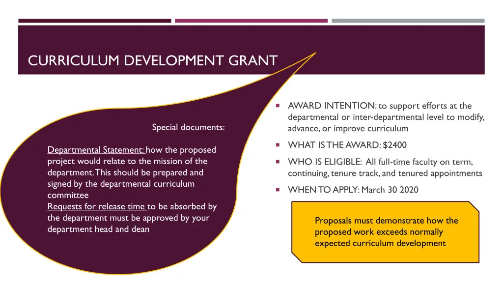 curriculum development grant