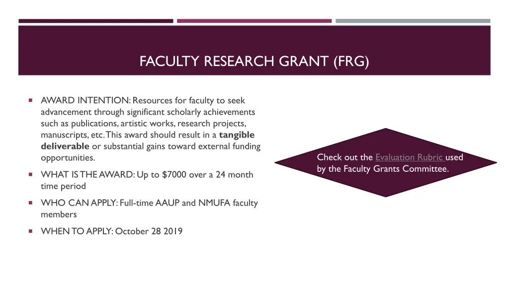 faculty research grant frg