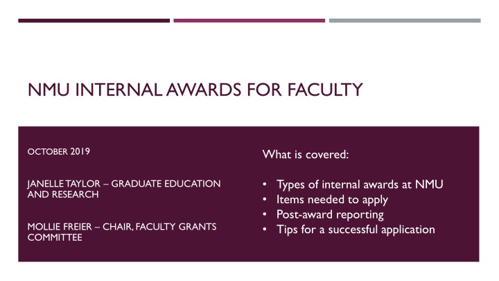 nmu internal awards for faculty