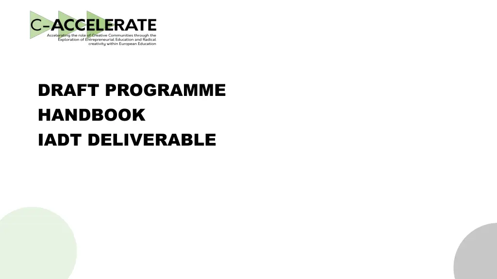 draft programme handbook iadt deliverable