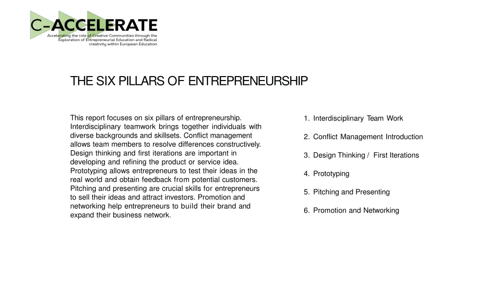 the six pillars of entrepreneurship