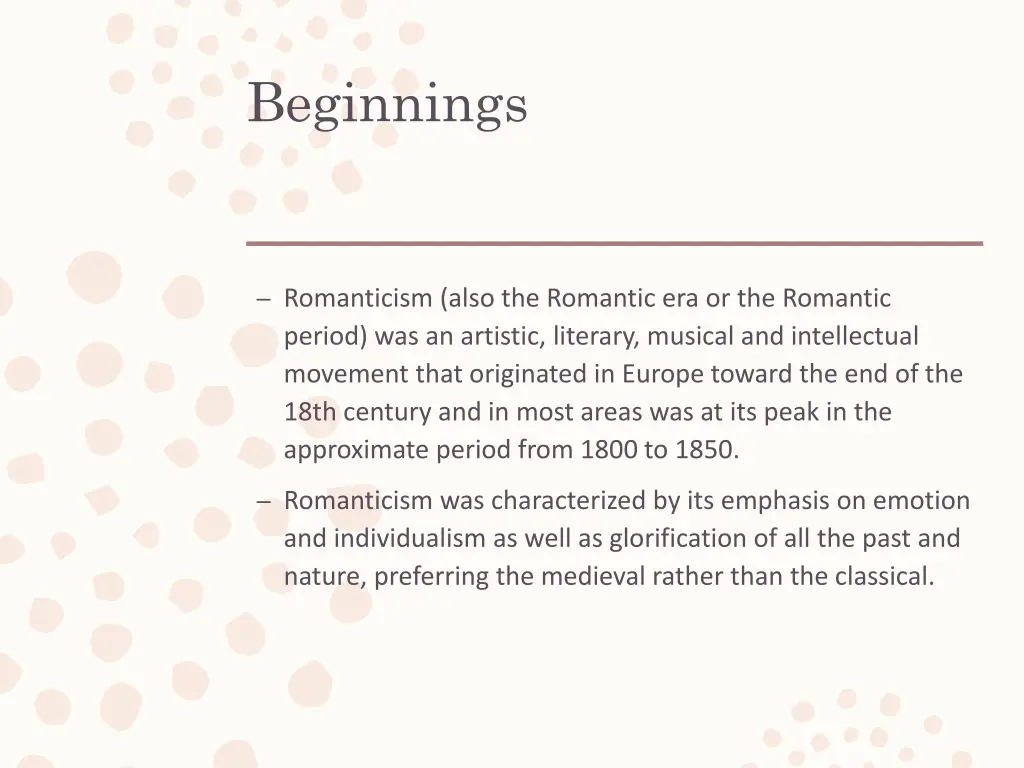 beginnings