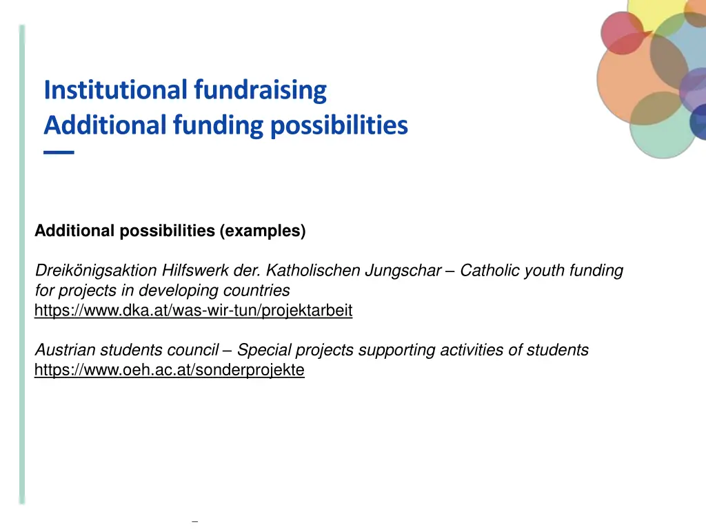 institutional fundraising additional funding
