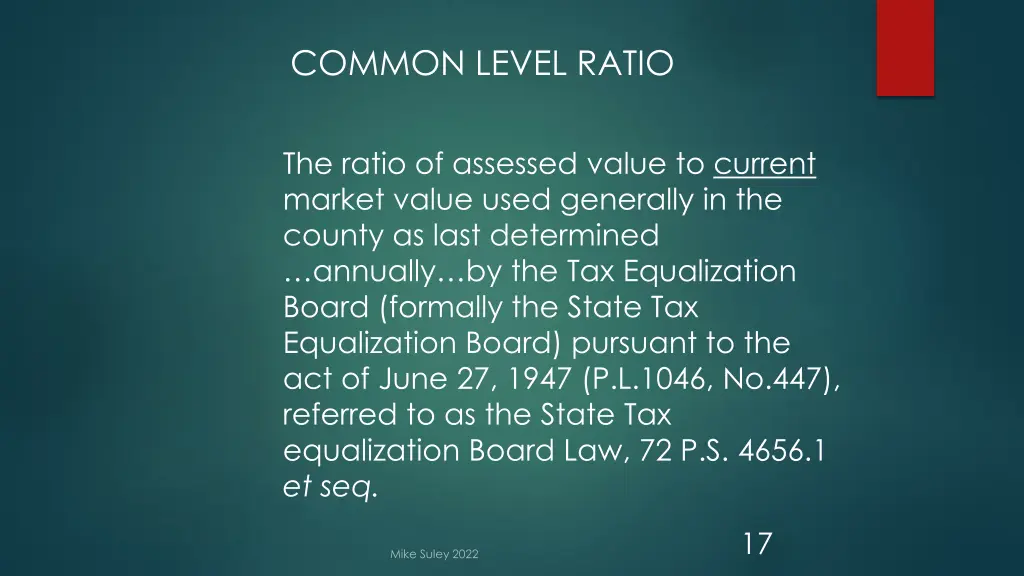 common level ratio