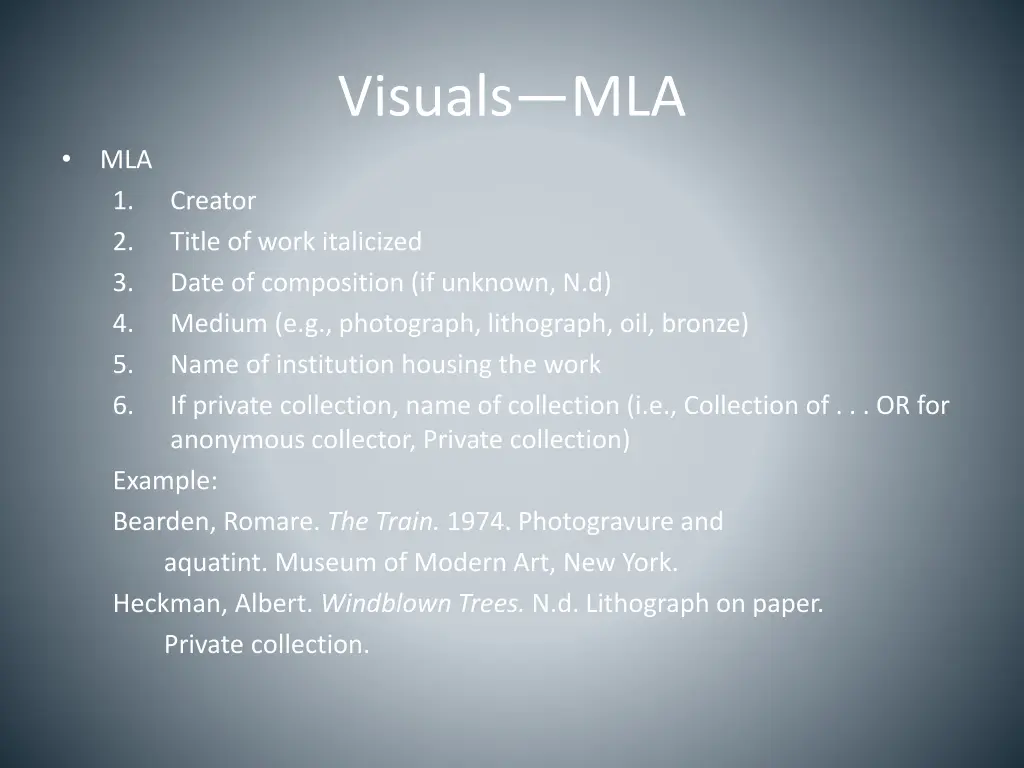 visuals mla