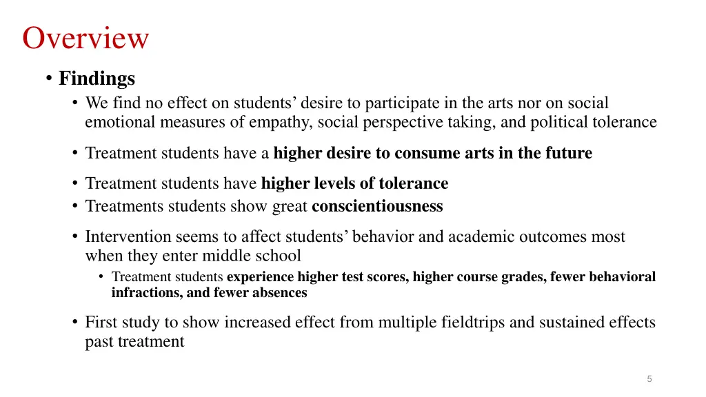 overview findings we find no effect on students