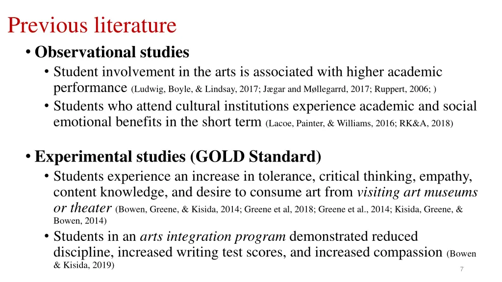 previous literature observational studies student
