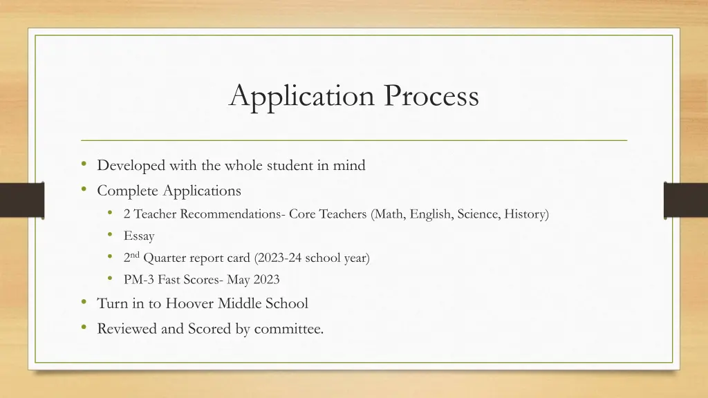 application process