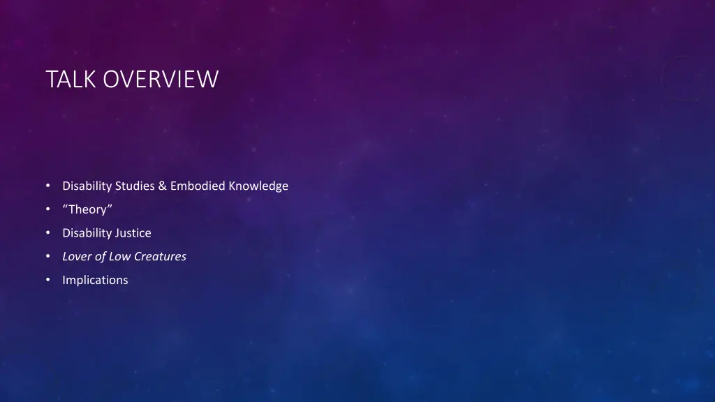 talk overview