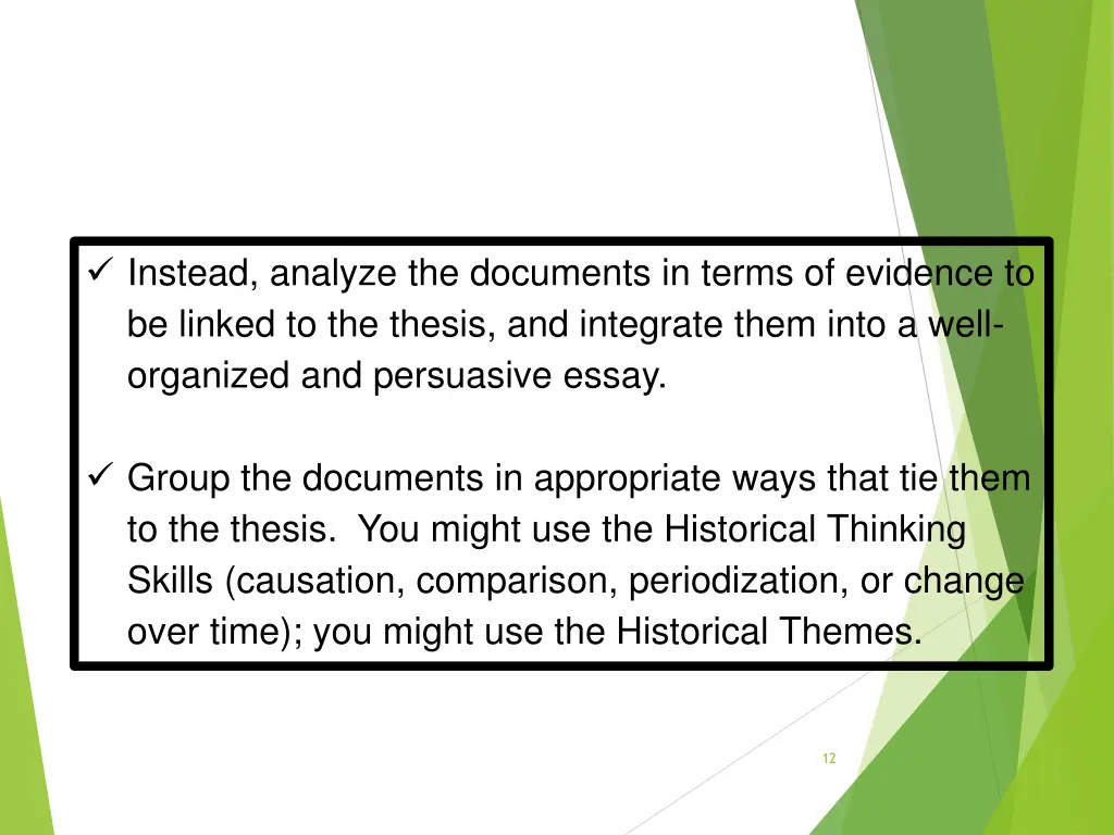 instead analyze the documents in terms