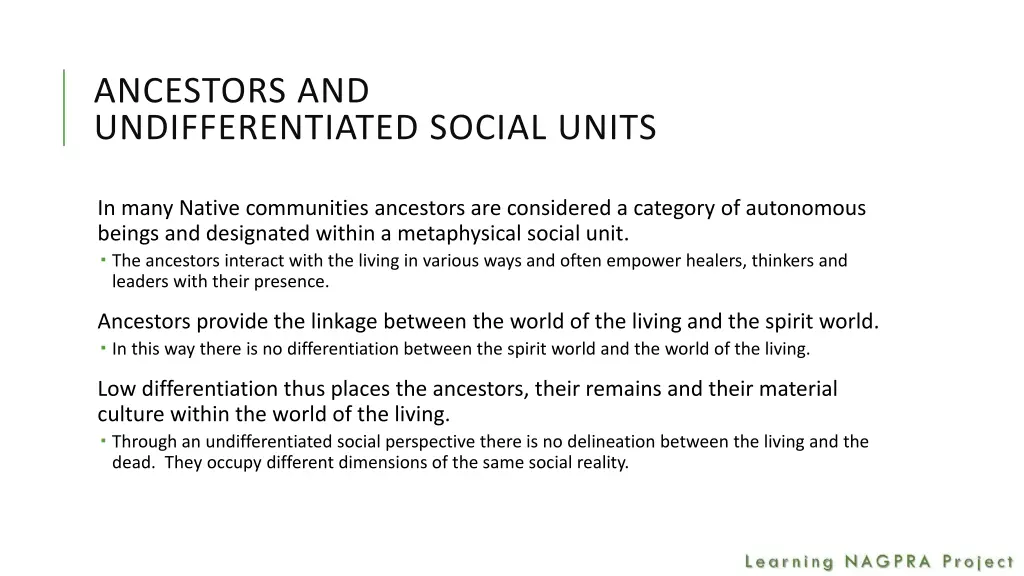 ancestors and undifferentiated social units