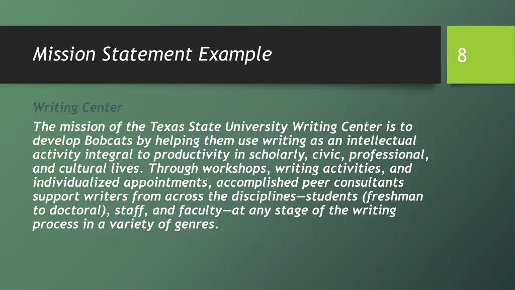 mission statement example 1