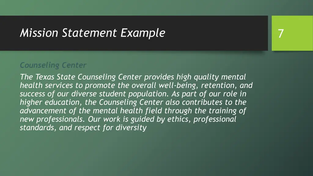 mission statement example