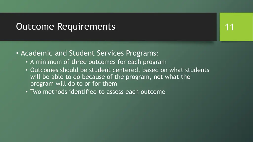 outcome requirements