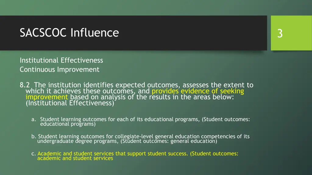 sacscoc influence