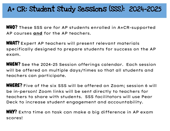 a cr student study sessions sss 2024 a cr student