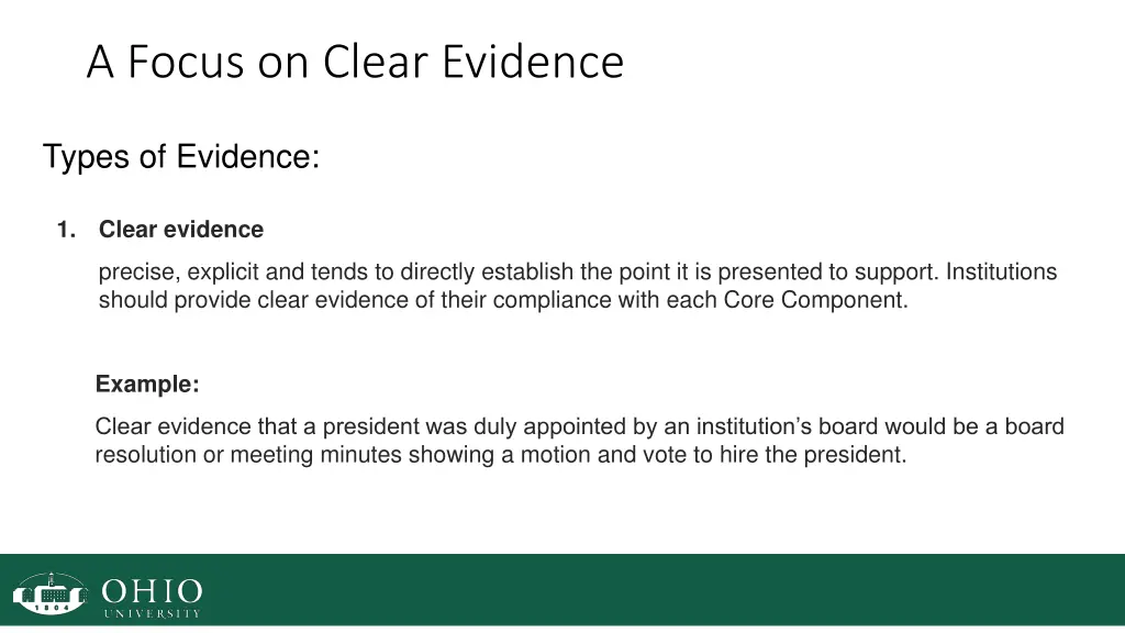 a focus on clear evidence 1
