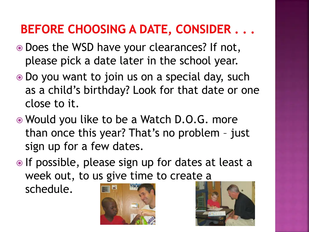 before choosing a date consider