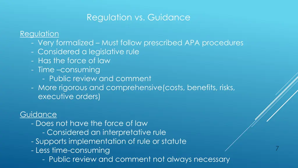 regulation vs guidance