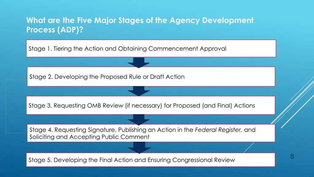 what are the five major stages of the agency
