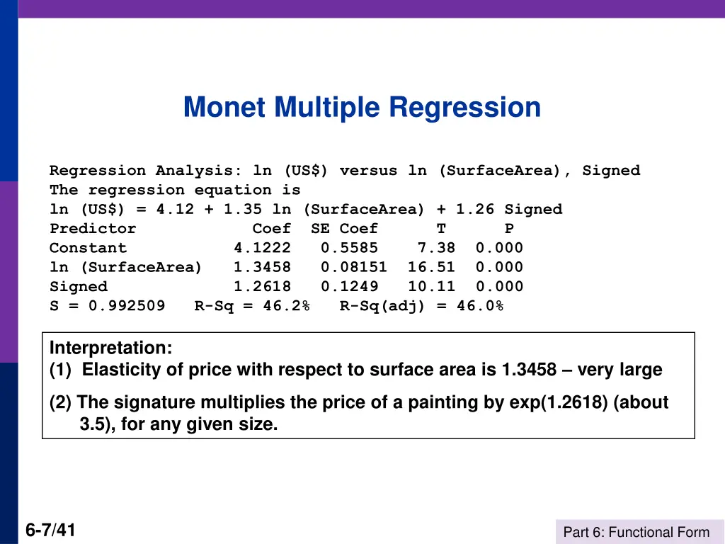 monet multiple regression