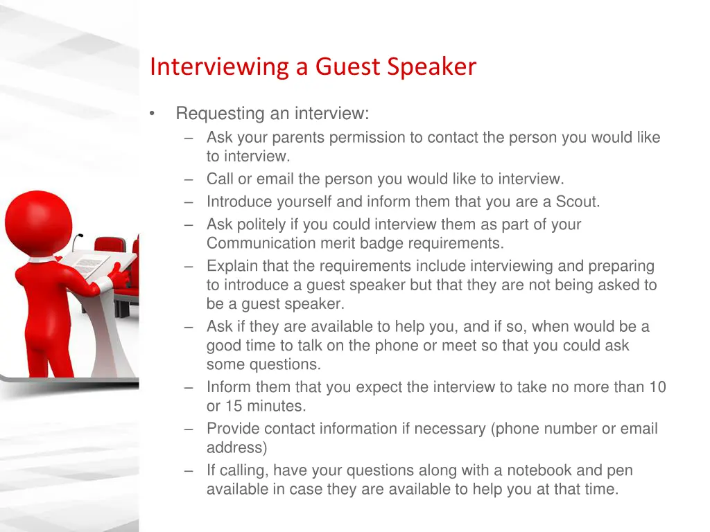 interviewing a guest speaker