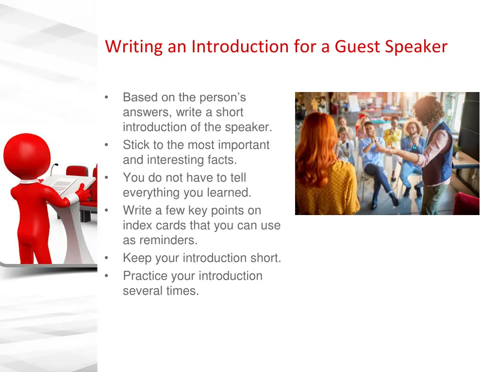 writing an introduction for a guest speaker