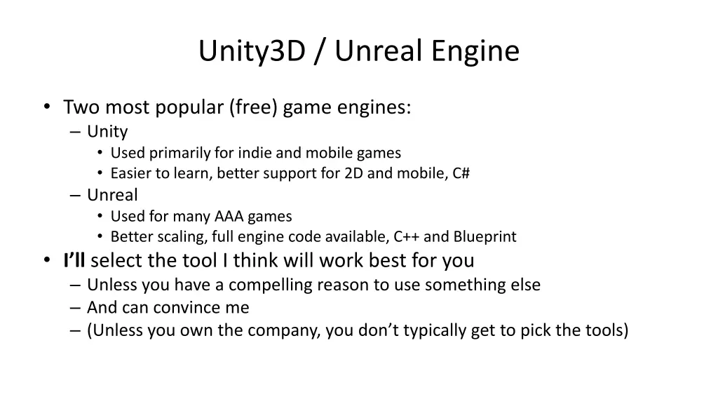 unity3d unreal engine