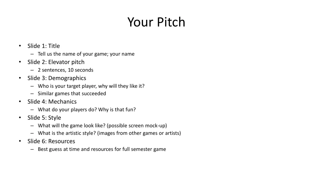 your pitch