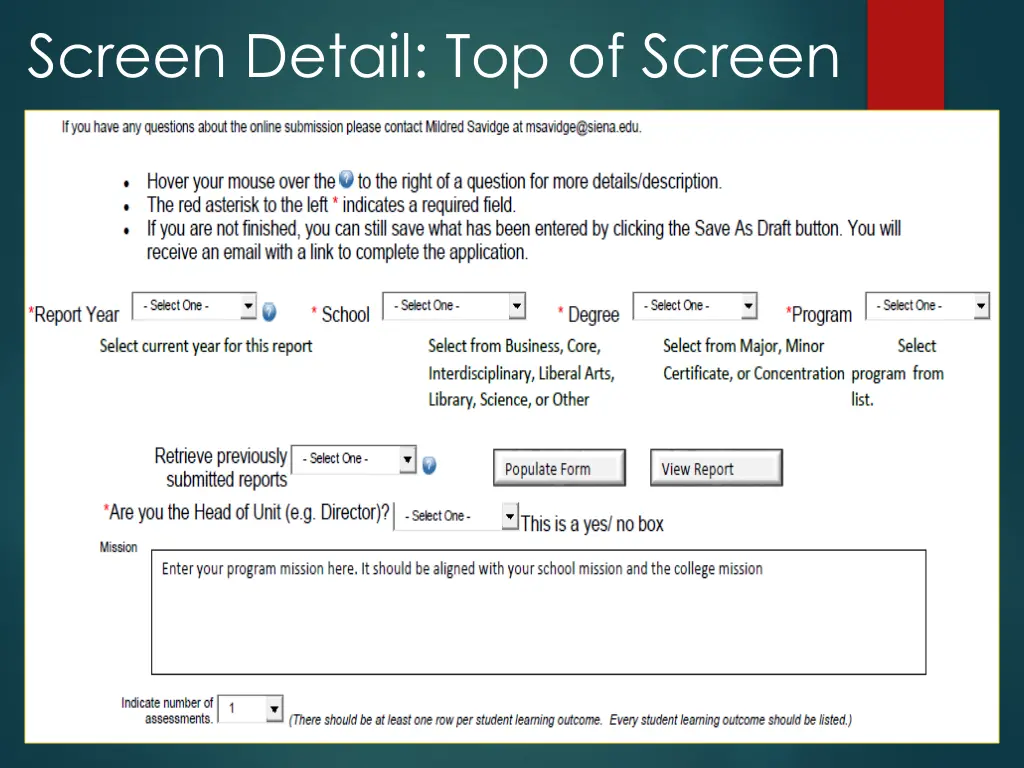 screen detail top of screen