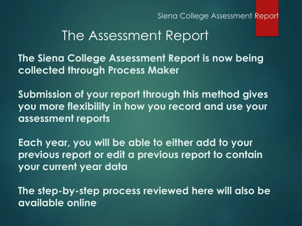 siena college assessment report 1