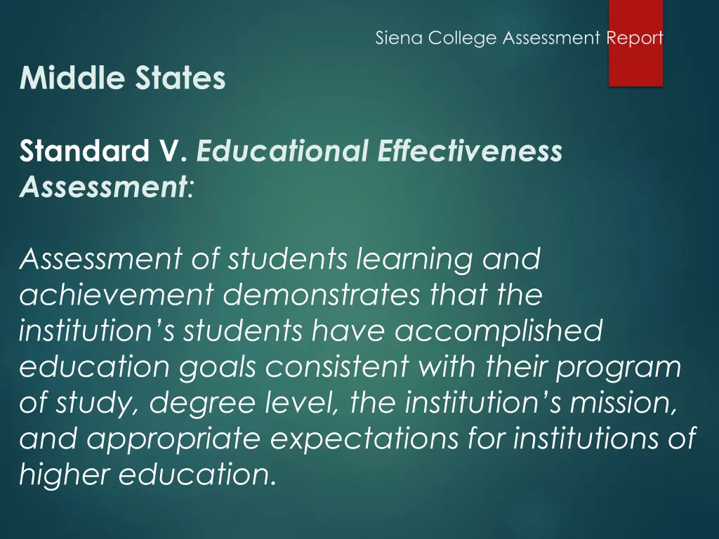 siena college assessment report 11