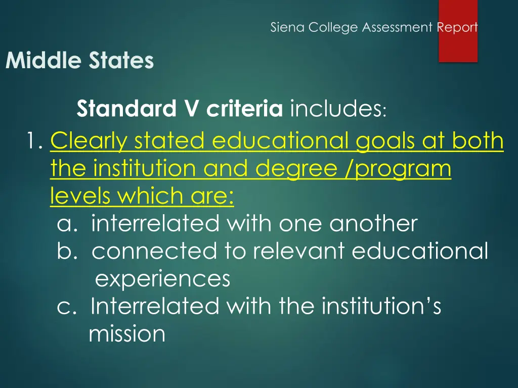siena college assessment report 12