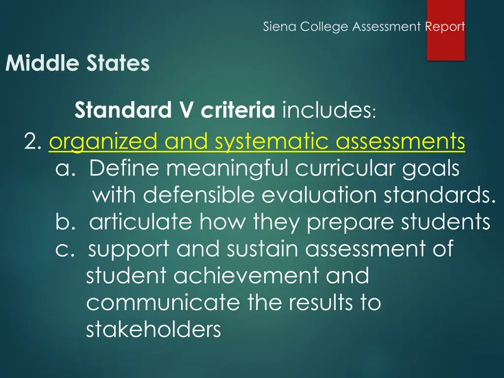 siena college assessment report 13