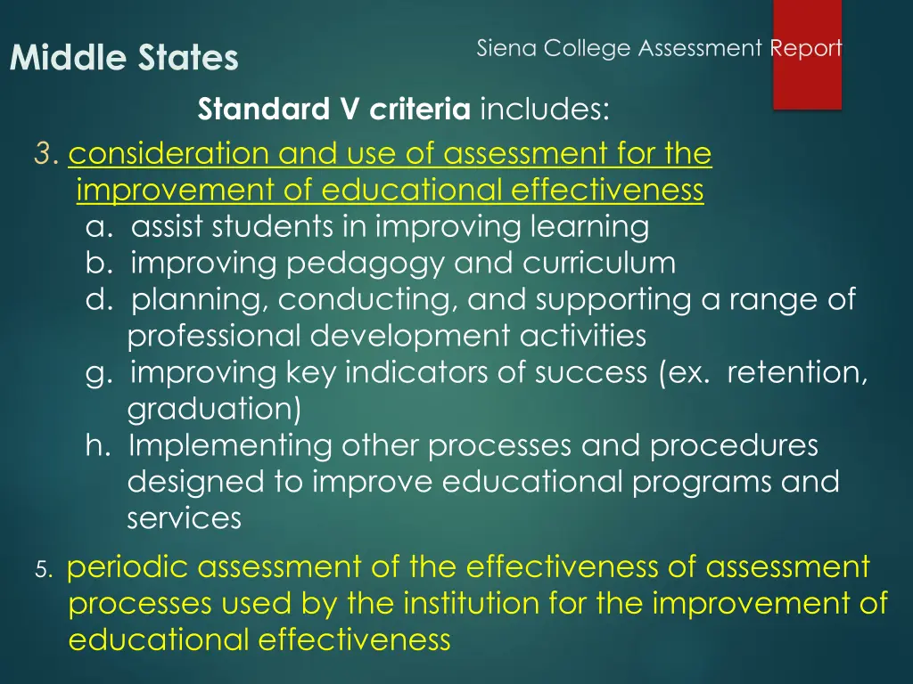siena college assessment report 14