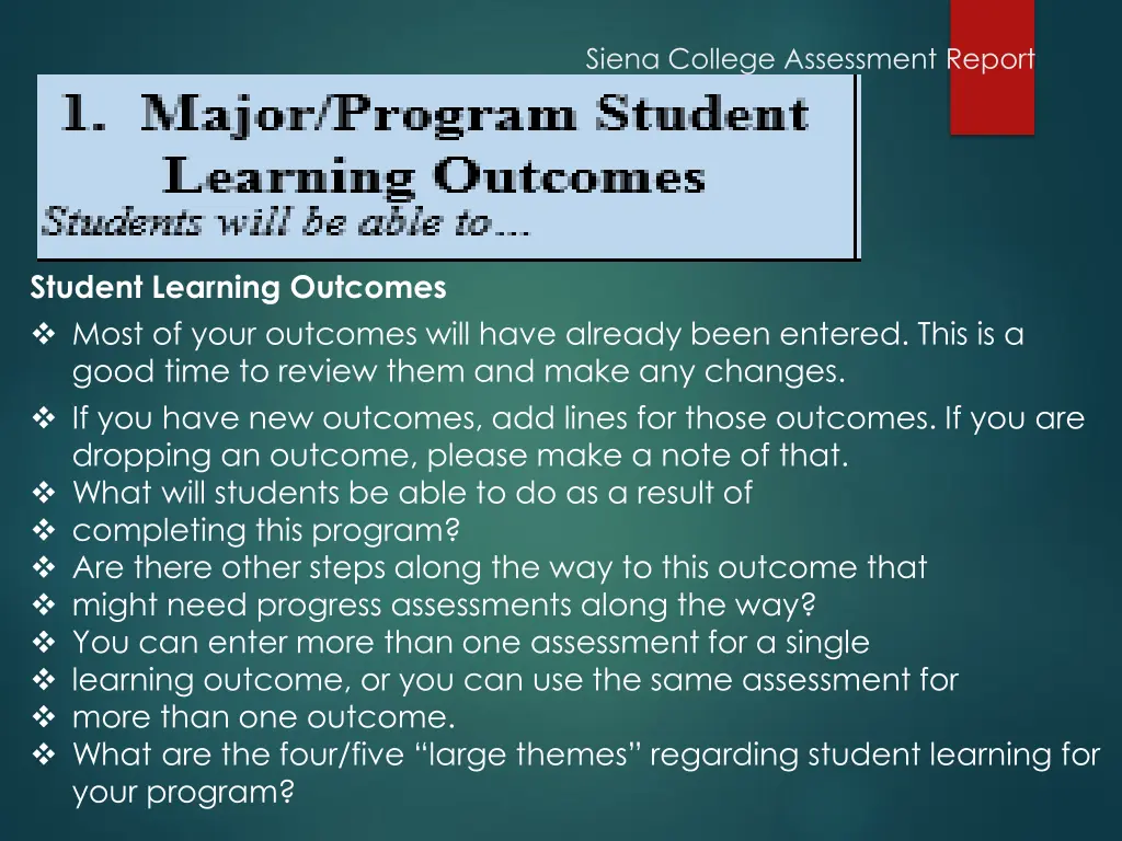 siena college assessment report 2