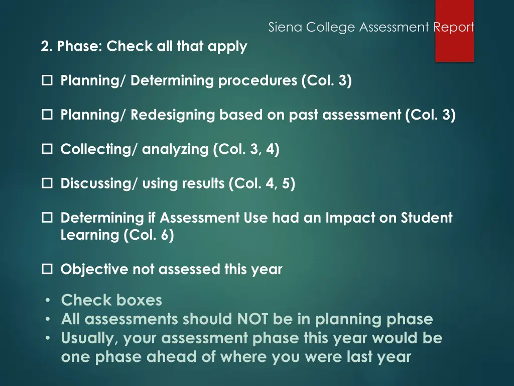 siena college assessment report 3
