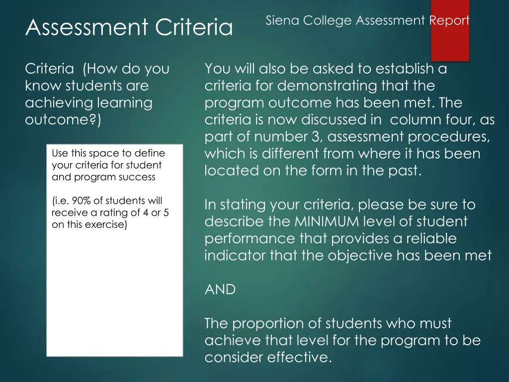 siena college assessment report 4